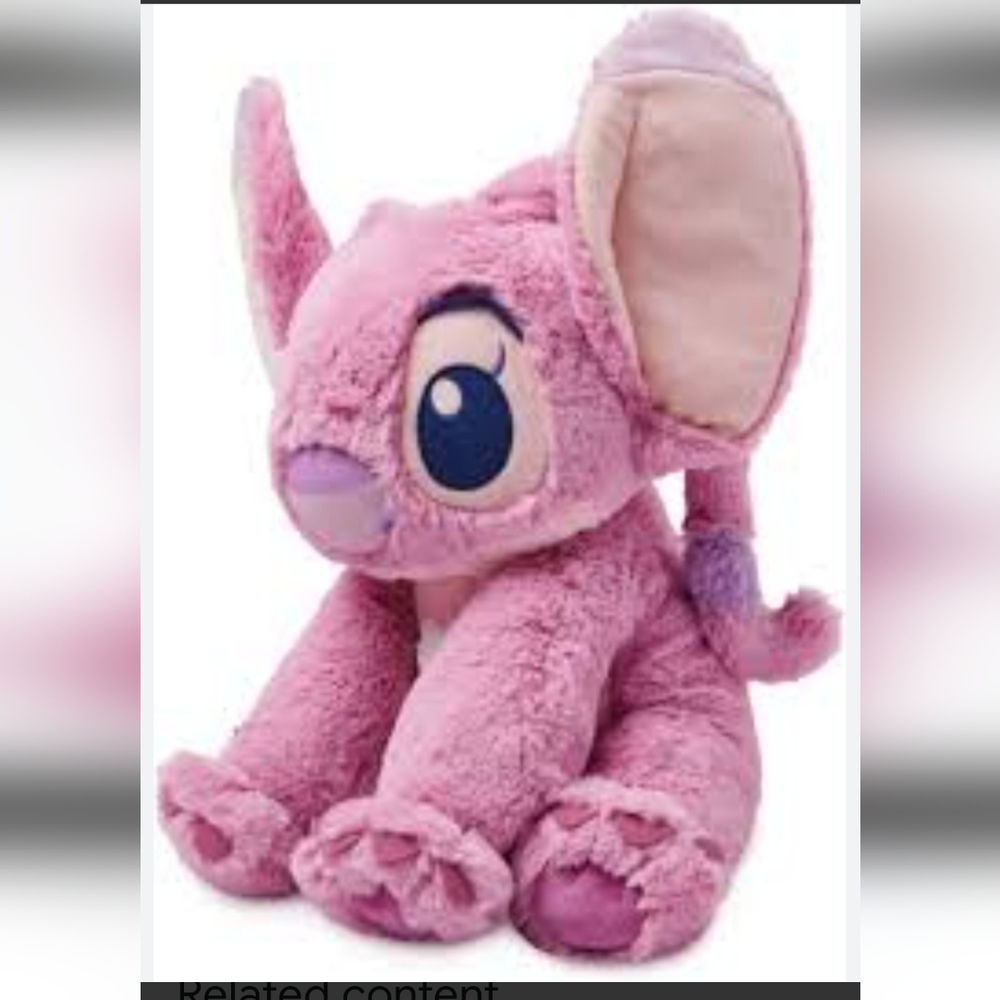 💜 Disney Store Lilo & Stitch Pink Angle 15" Tall Soft Plush Stuffed Animal Toy